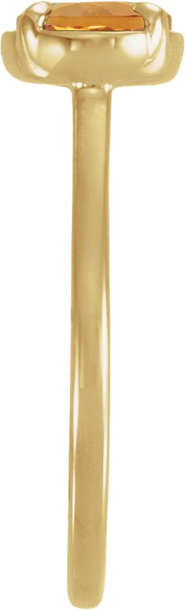 10K Yellow Gold Natural Citrine Claw-Prong Bezel-Style Ring