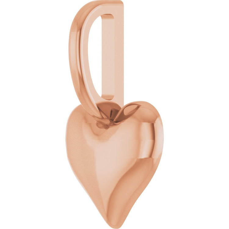 14K Rose Gold Puffed Heart Charm/Pendant