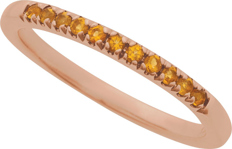 10K Rose Gold Natural Citrine Stackable Ring