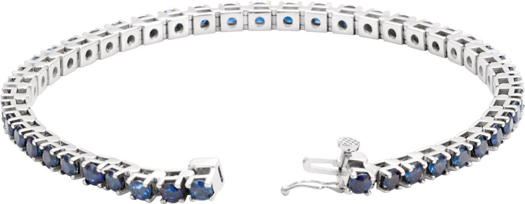 14K White Gold Natural Blue Sapphire Line 7
