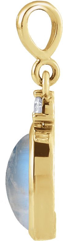 14K Yellow Gold 6x4 mm Natural Rainbow Moonstone & .015 CT Natural Diamond Pendant