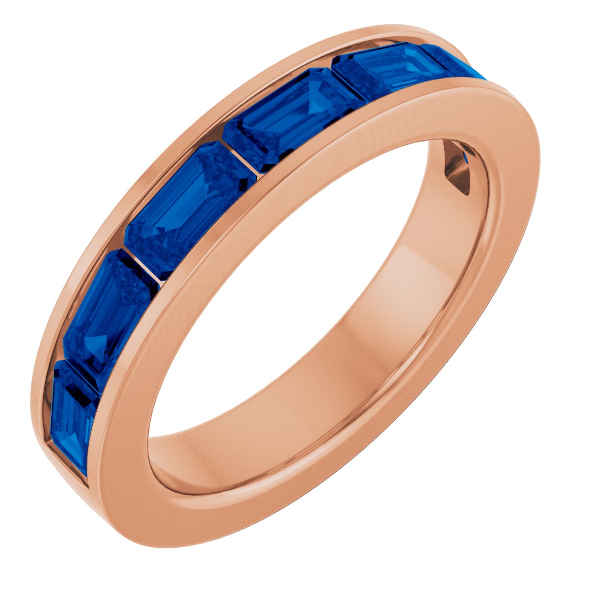 14K Rose Gold Lab-Grown Blue Sapphire Anniversary Band