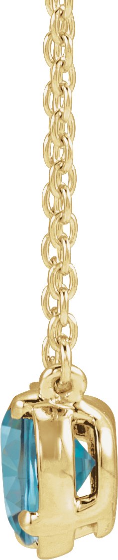 10K Yellow Gold Natural Blue Zircon Claw-Prong Bezel-Style 18" Necklace