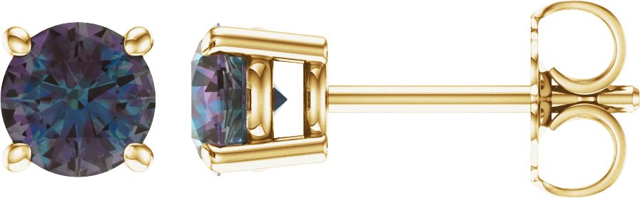 14K Yellow Gold 5 mm Lab-Grown Alexandrite Earrings