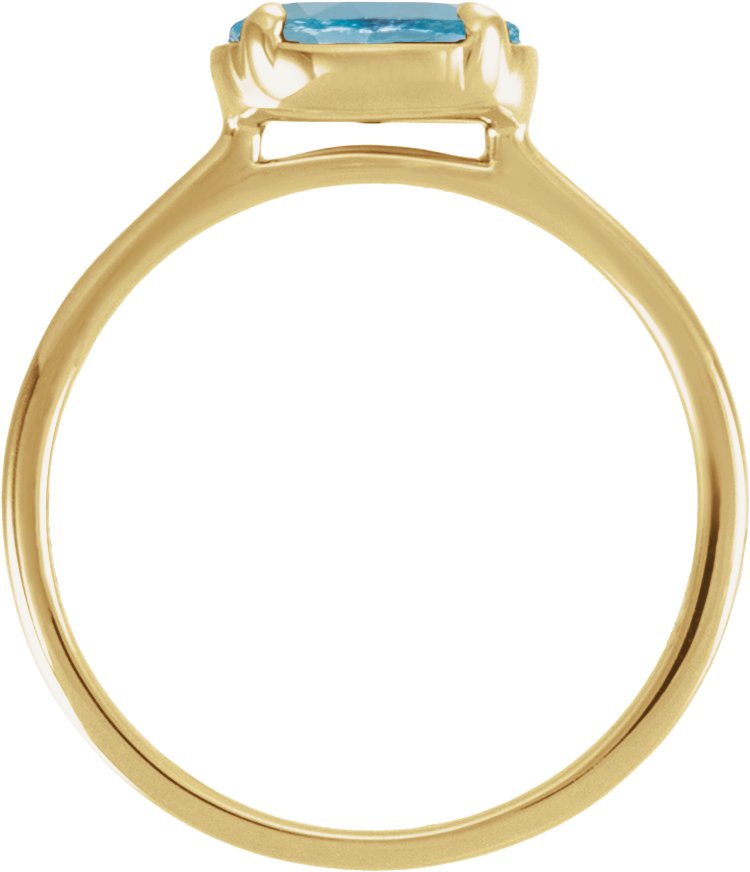 10K Yellow Gold Natural Aquamarine Claw-Prong Bezel-Style Ring