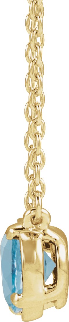 10K Yellow Gold Natural Aquamarine Claw-Prong Bezel-Style 18" Necklace