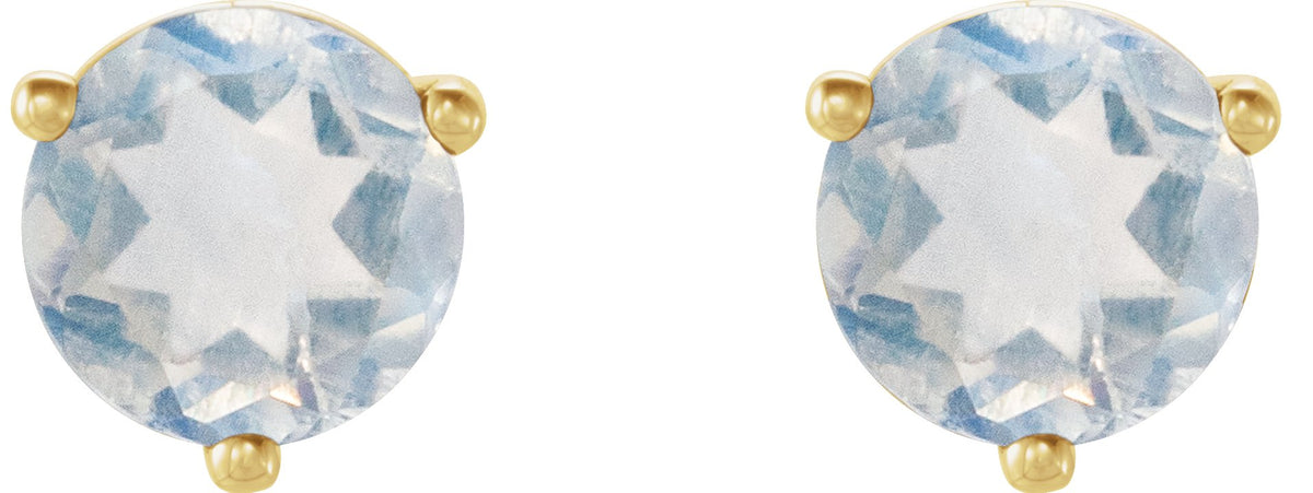 14K Yellow Gold Natural Blue Sheen Moonstone Earrings