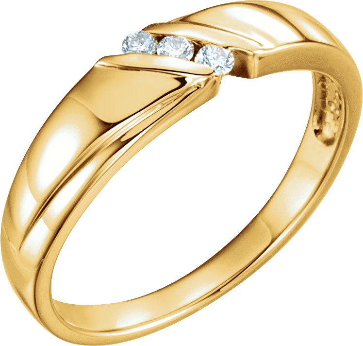 14K Yellow Gold 1/10 CTW Natural Diamond Three-Stone Band