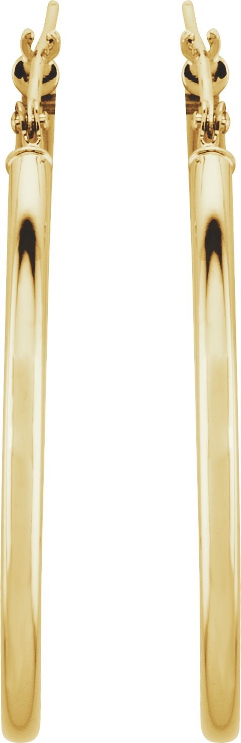 14K Yellow Gold Tube 34 mm Hoop Earrings