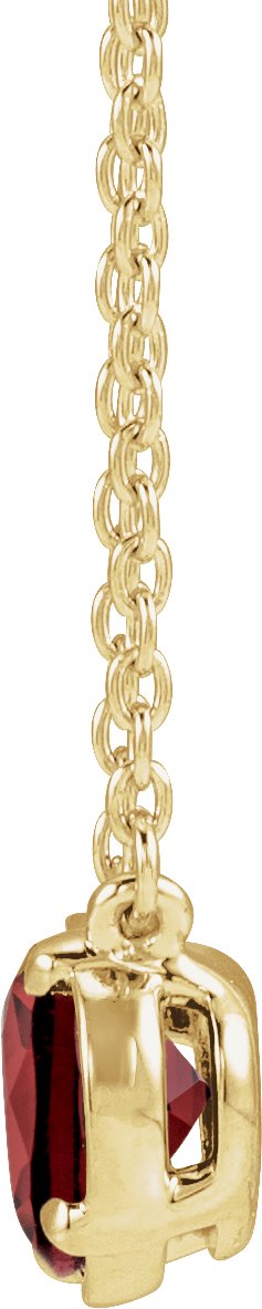 10K Yellow Gold Natural Mozambique Garnet Claw-Prong Bezel-Style 18" Necklace