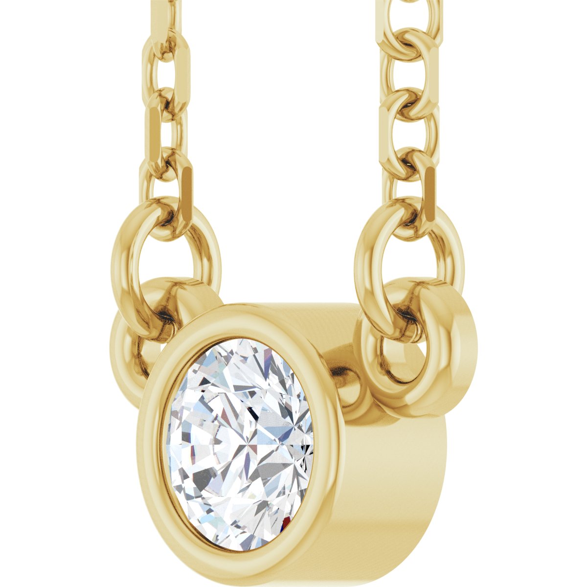 14K Yellow Gold Lab-Grown Diamond Youth Birthstone 15" Necklace
