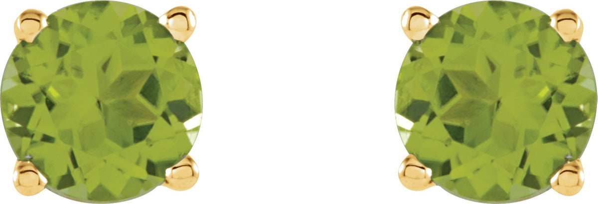 14K Yellow Gold 5 mm Natural Peridot Earrings