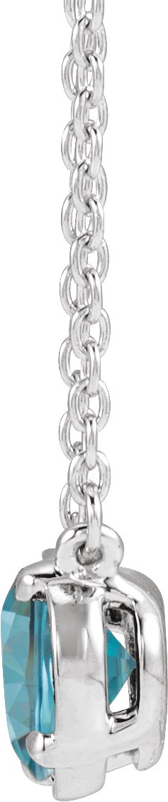 Sterling Silver Natural Blue Zircon Claw-Prong Bezel-Style 18