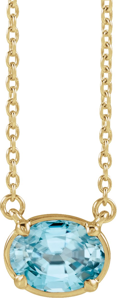 10K Yellow Gold Natural Blue Zircon Claw-Prong Bezel-Style 18