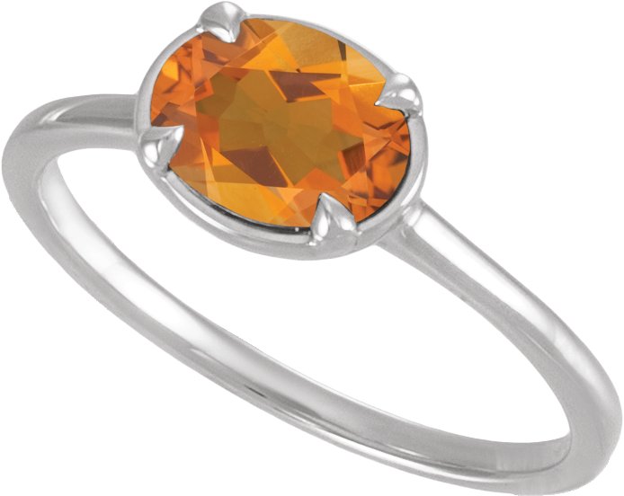 Sterling Silver Natural Citrine Claw-Prong Bezel-Style Ring