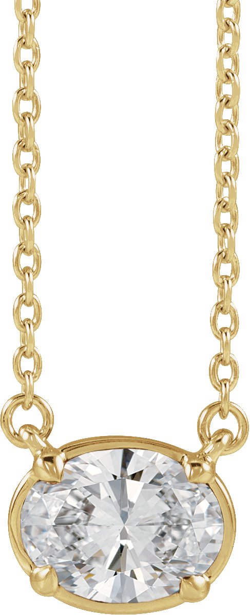 10K Yellow Gold 1 1/4 CT Lab-Grown Diamond Claw-Prong Bezel-Style 18" Necklace