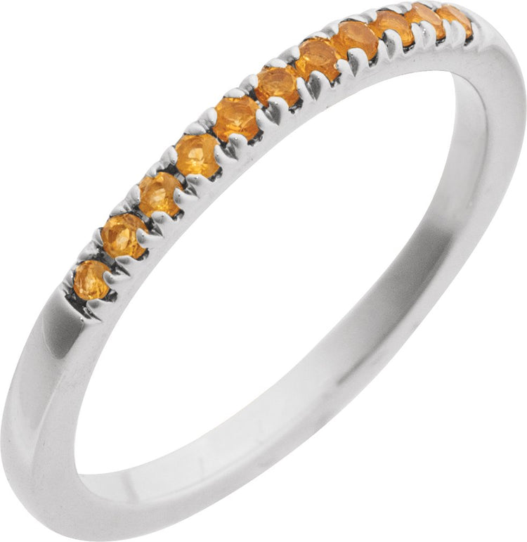 10K White Gold Natural Citrine Stackable Ring