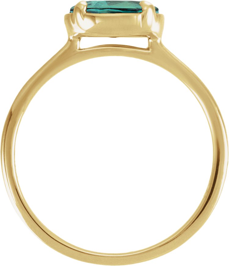 10K Yellow Gold Lab-Grown Alexandrite Claw-Prong Bezel-Style Ring