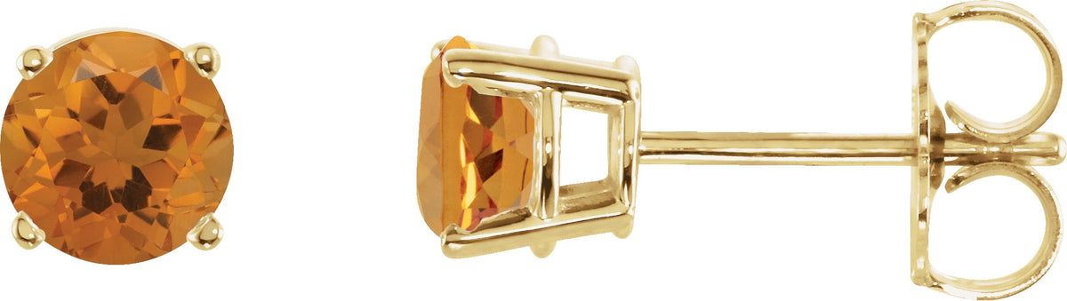 14K Yellow Gold 5 mm Natural Citrine Earrings