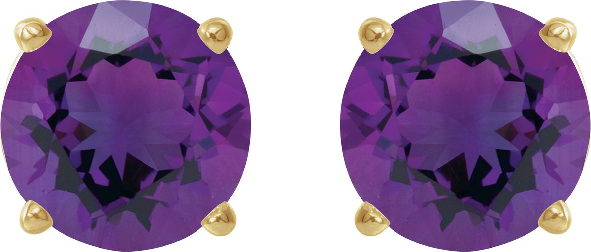 14K Yellow Gold 5 mm Natural Amethyst Earrings