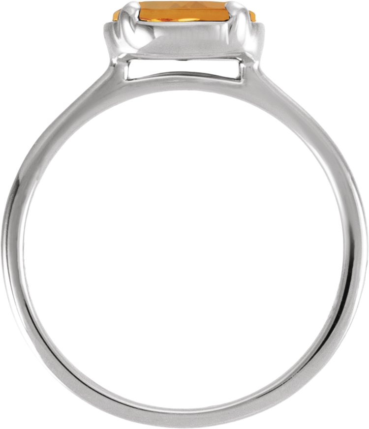 Sterling Silver Natural Citrine Claw-Prong Bezel-Style Ring
