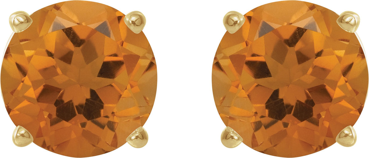 14K Yellow Gold 5 mm Natural Citrine Earrings