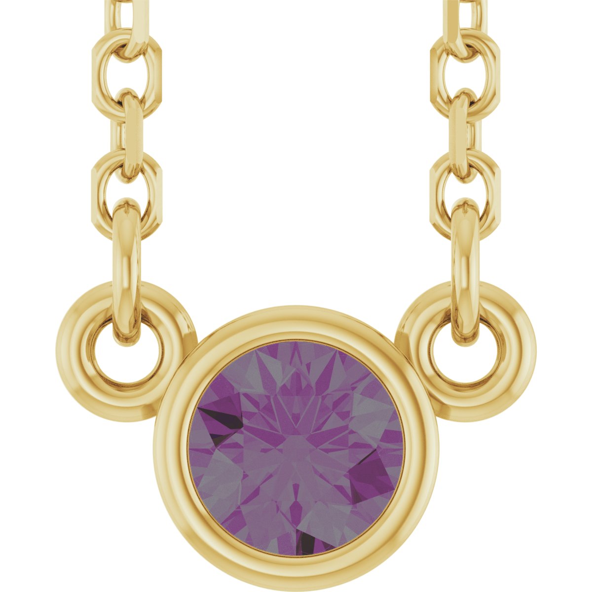 14K Yellow Gold Lab-Grown Alexandrite Youth Birthstone 15" Necklace