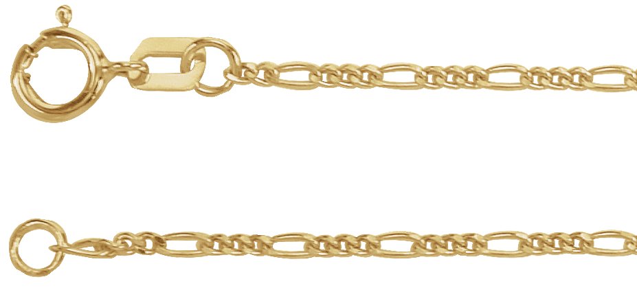 14K Yellow Gold 1.28 mm Figaro 20" Chain