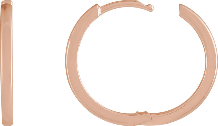 14K Rose Gold Hinged 18 mm Hoop Earrings