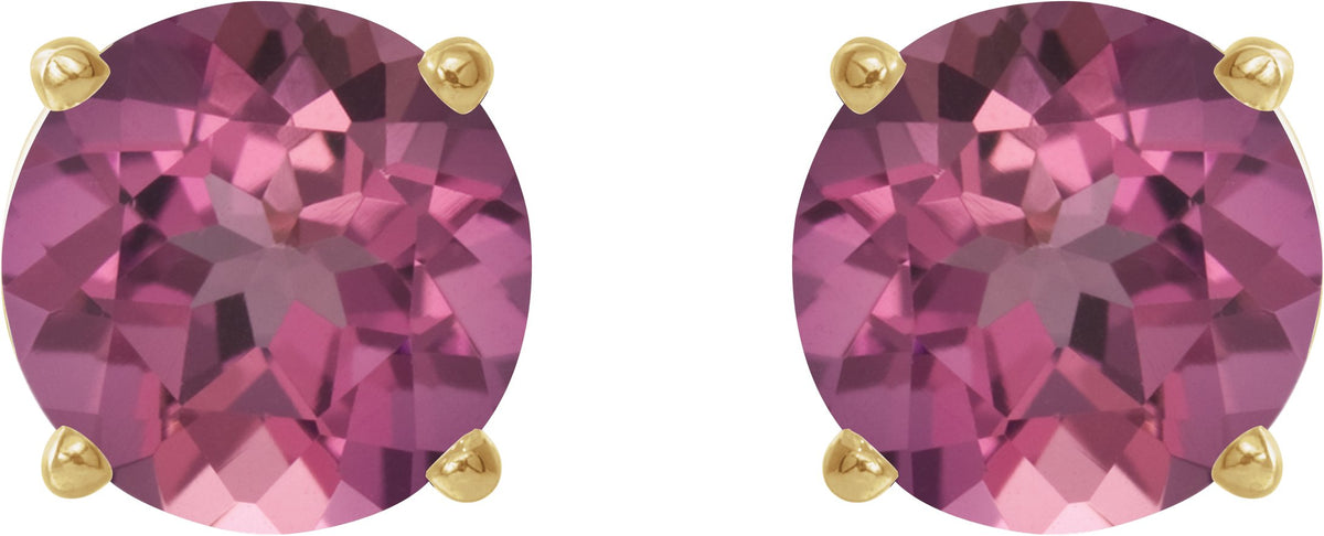 14K Yellow Gold 5 mm Natural Pink Tourmaline Earrings