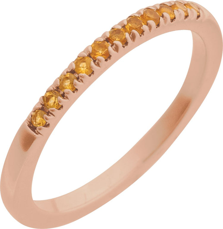 10K Rose Gold Natural Citrine Stackable Ring