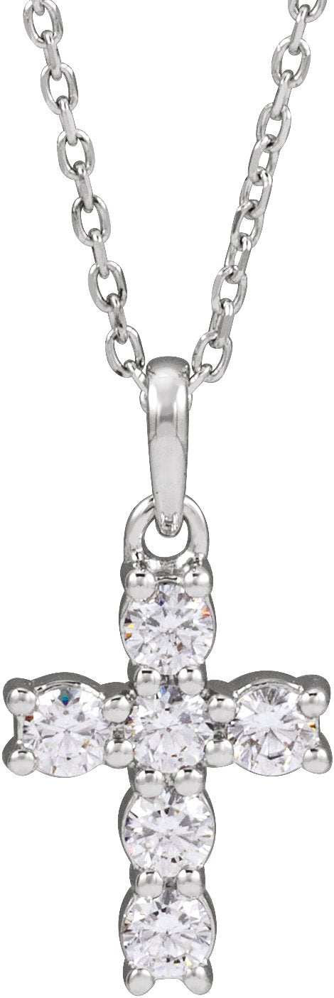 Sterling Silver 1/3 CTW Lab-Grown Diamond Cross 18" Necklace