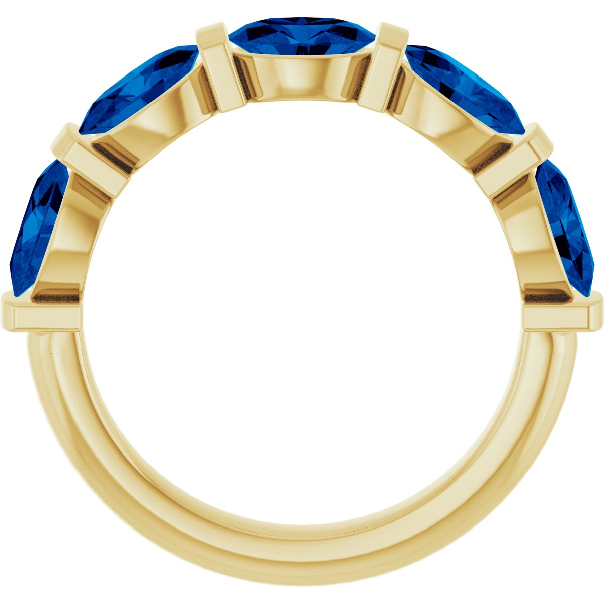 14K Yellow Gold Natural Blue Sapphire Anniversary Band