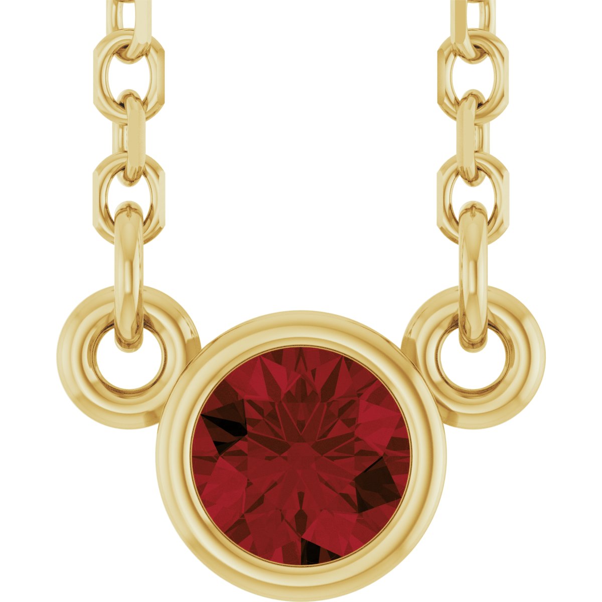 14K Yellow Gold Natural Mozambique Garnet Youth Birthstone 15" Necklace