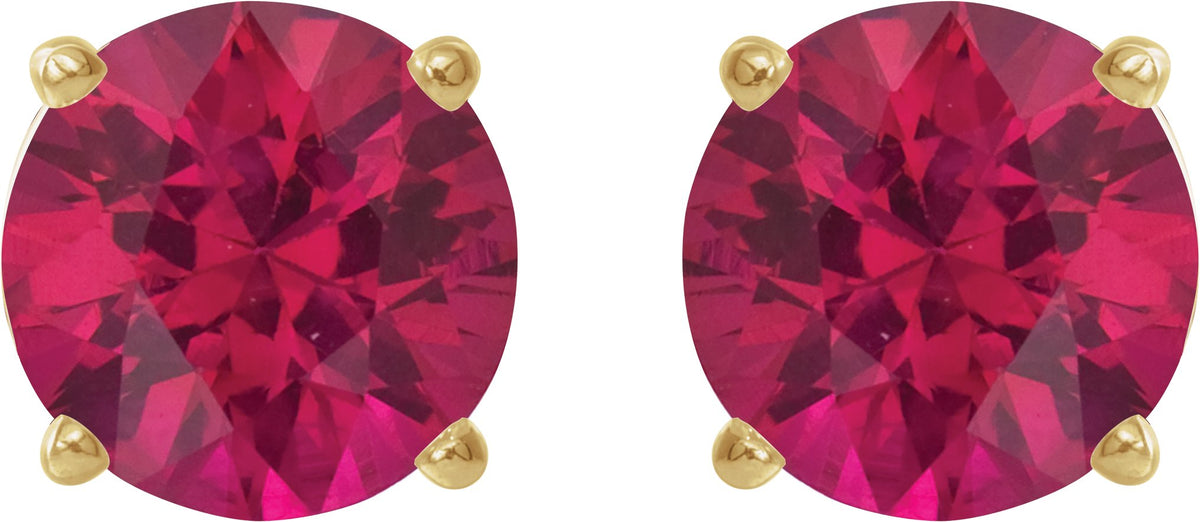 14K Yellow Gold 5 mm Lab-Grown Ruby Earrings