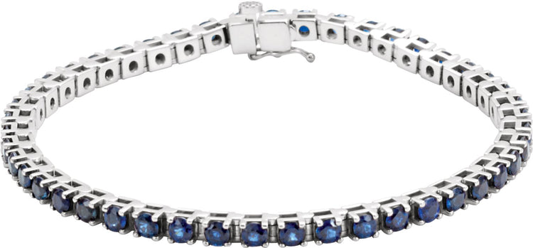 14K White Gold Natural Blue Sapphire Line 7