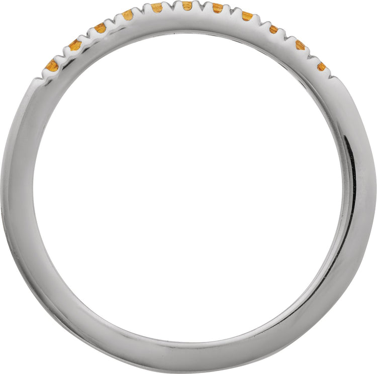 10K White Gold Natural Citrine Stackable Ring