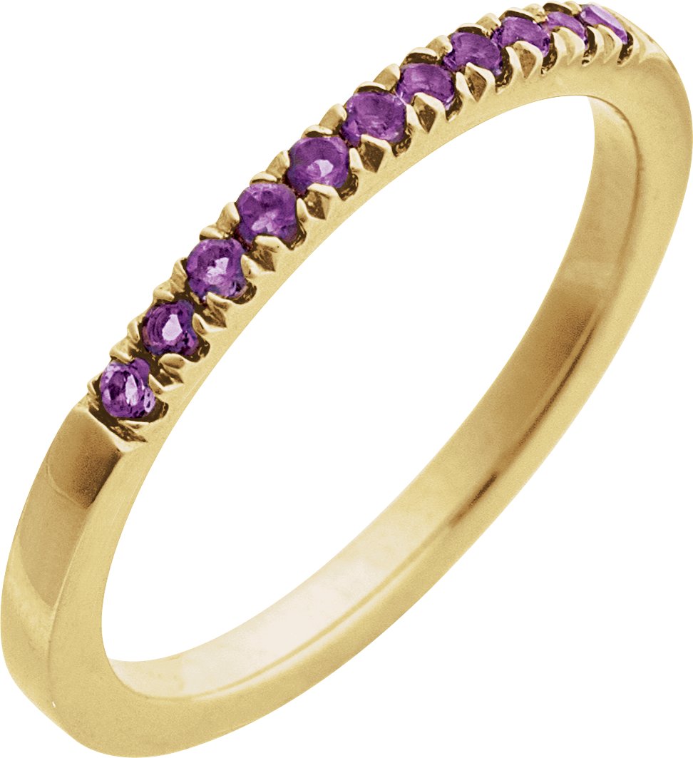 14K Yellow Gold Vermeil Natural Amethyst Stackable Ring