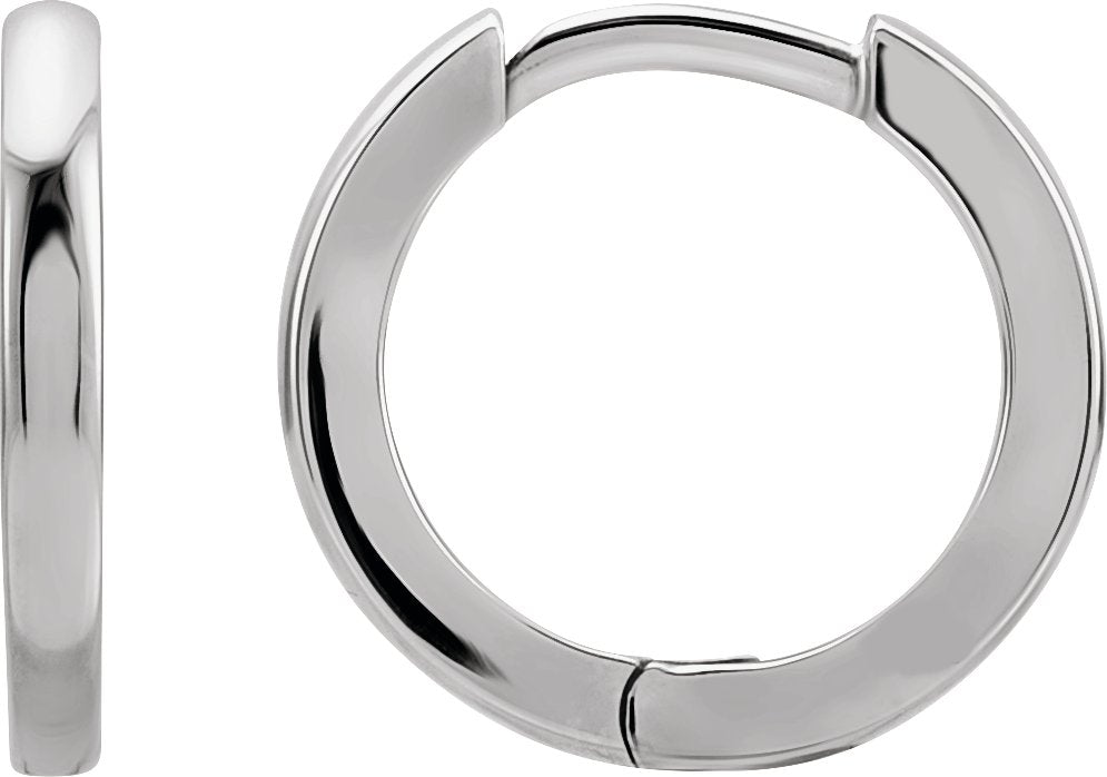 10K White Gold Hinged 15 mm Hoop Earrings
