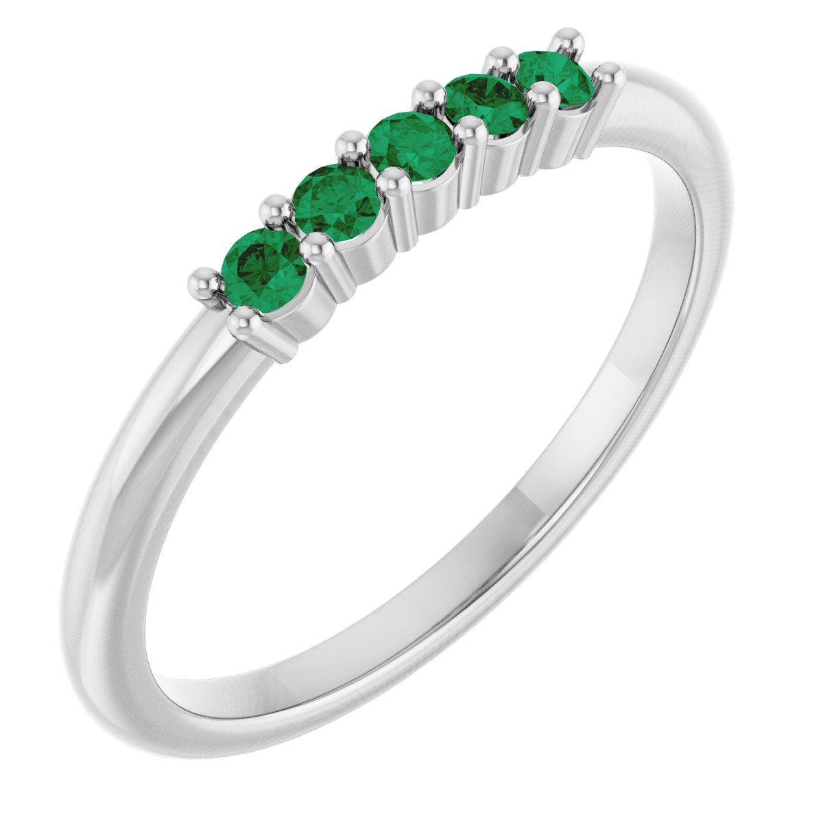 14K White Gold Lab-Grown Emerald 5-Year Anniversary Band