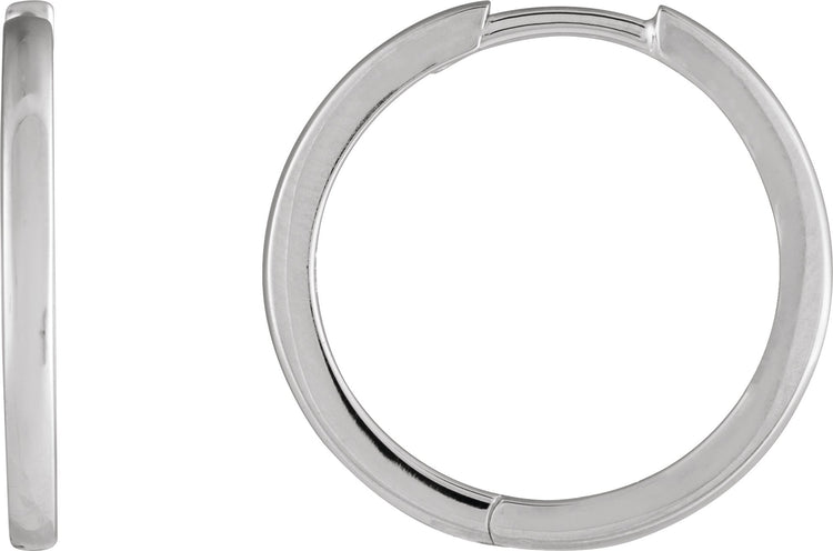 10K White Gold Hinged 18 mm Hoop Earrings
