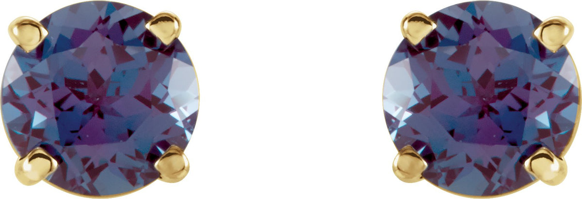 14K Yellow Gold 5 mm Lab-Grown Alexandrite Earrings
