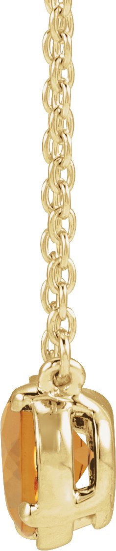 10K Yellow Gold Natural Citrine Claw-Prong Bezel-Style 18" Necklace