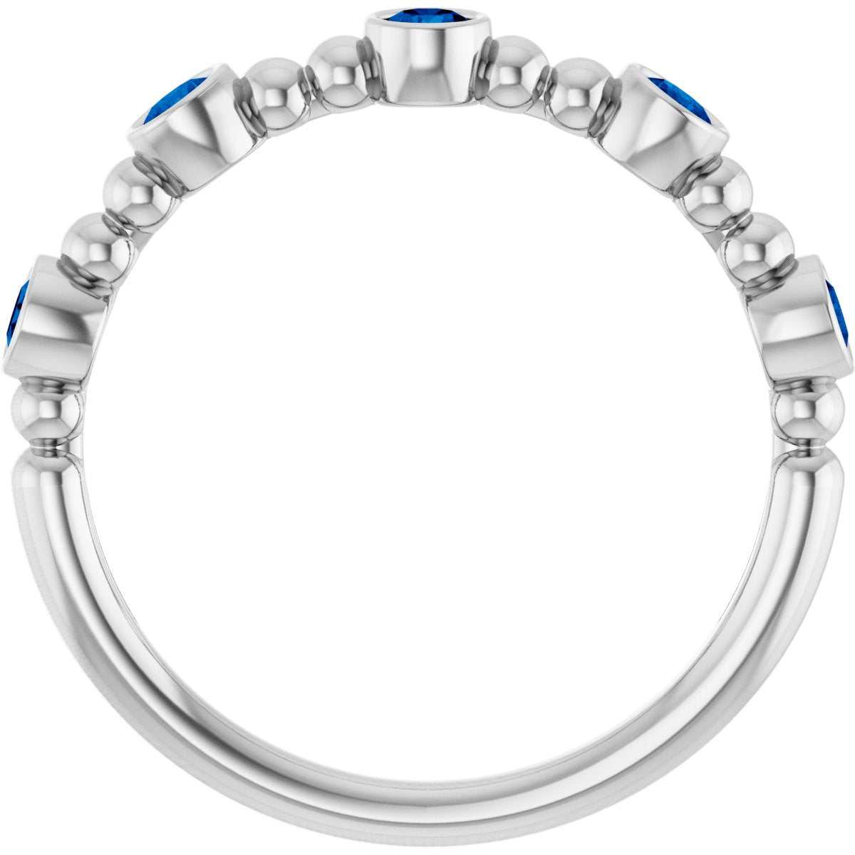 14K White Gold Natural Blue Sapphire Stackable Ring