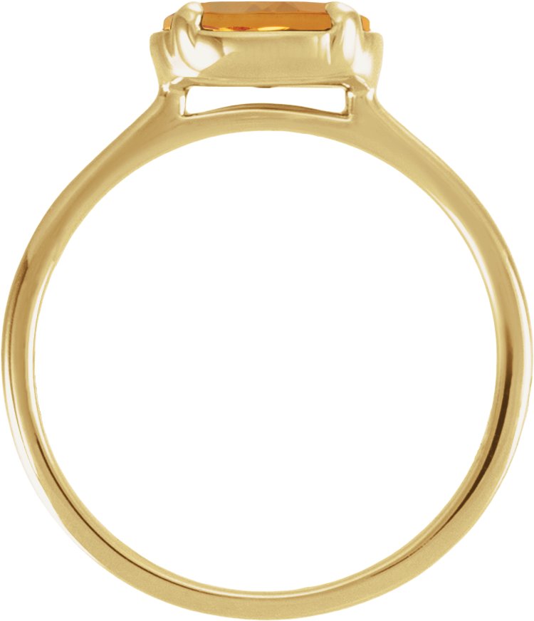 10K Yellow Gold Natural Citrine Claw-Prong Bezel-Style Ring