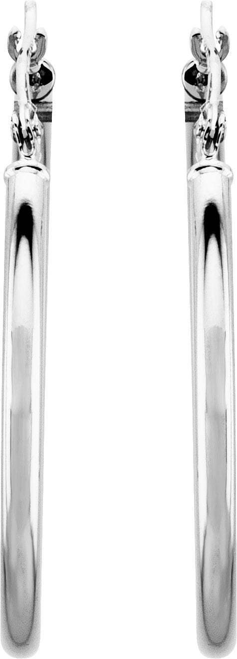 14K White Gold Tube 30 mm Hoop Earrings