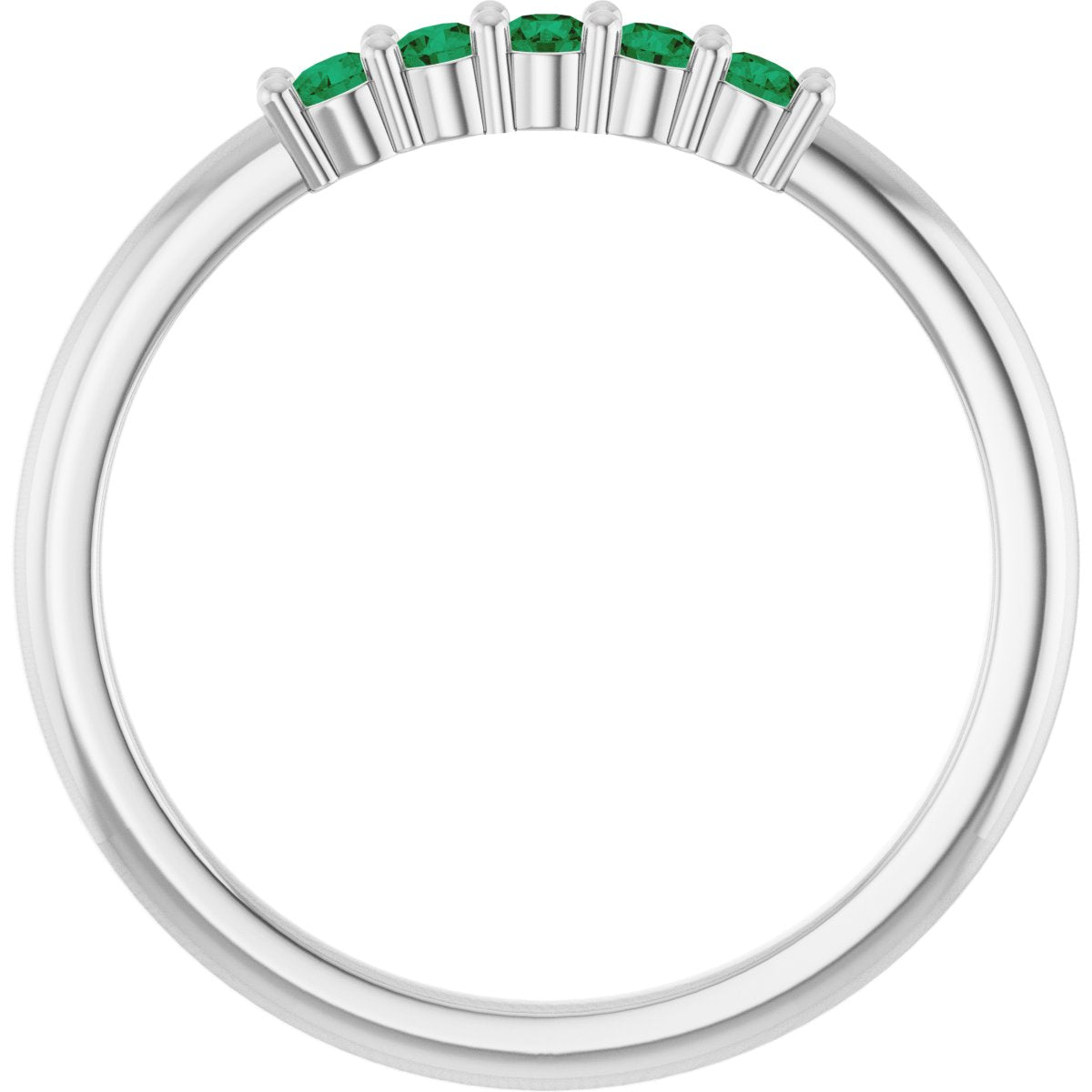 14K White Gold Lab-Grown Emerald 5-Year Anniversary Band