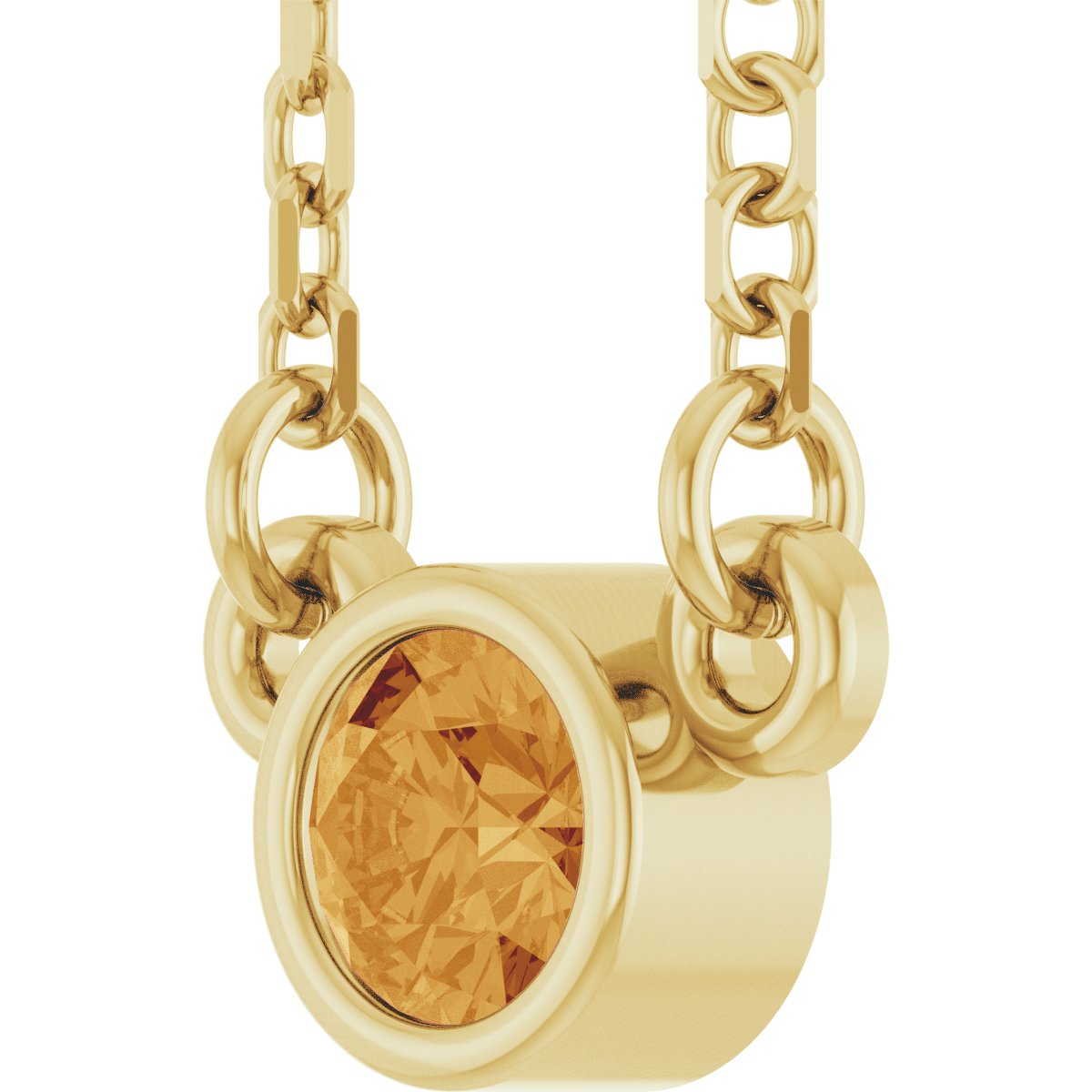 14K Yellow Gold Natural Citrine Youth Birthstone 15" Necklace