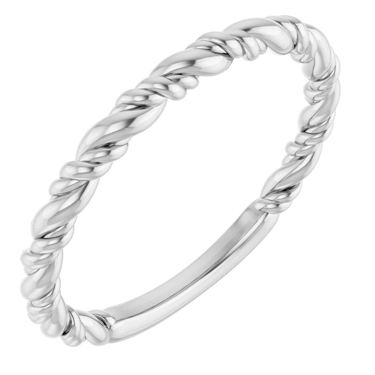 14K White Gold Stackable Rope Ring