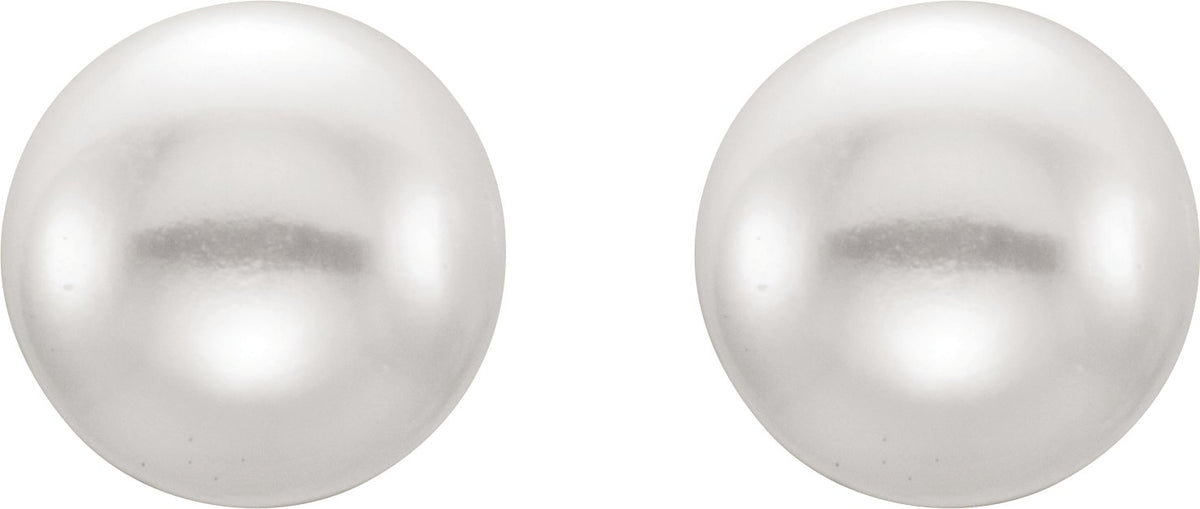 Sterling Silver 7-8 mm Cultured White Freshwater Button Pearl Earrings